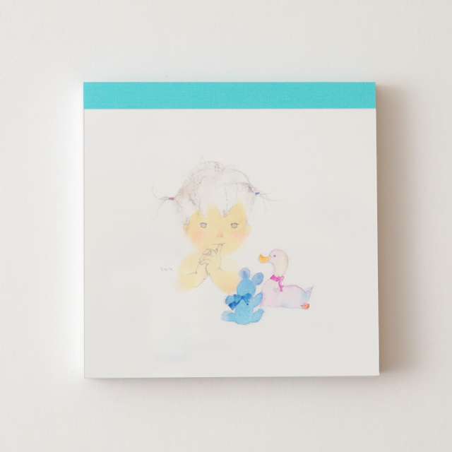 いわさきちひろ メモパッド・スクエア＜Blue＞ CH-004