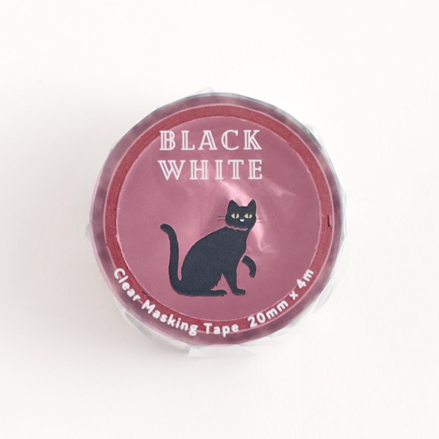 真夜中の雑貨店 BLACK WHITE クリアマスキングテープ＜クロネコ＞ MZ-094