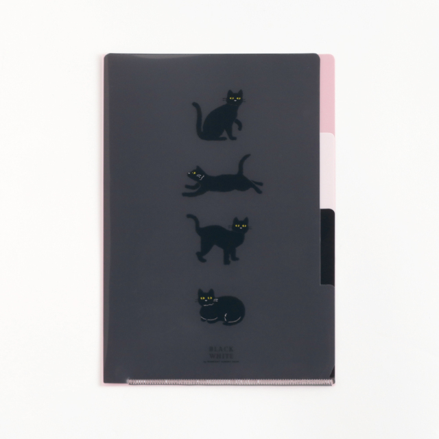 真夜中の雑貨店 BLACK WHITE A5ポケットクリアファイル＜クロネコ＞ MZ-098