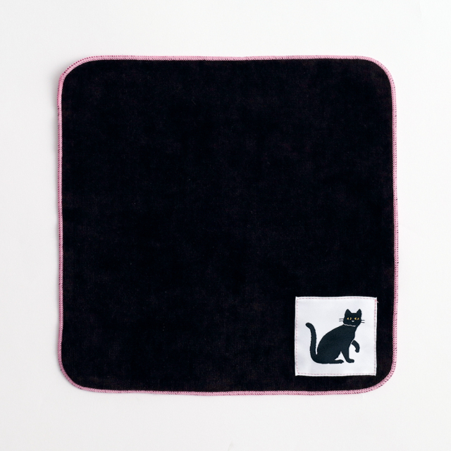 真夜中の雑貨店 BLACK WHITE タオルハンカチ＜クロネコ＞ MZ-102