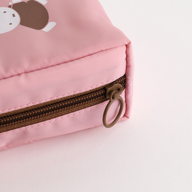 スクエアポーチ　ボックスポーチ　ビションフリーゼ　ピンク　ハンドメイド Bermosa ポーチ 撥水加工コンパクトスクエアポーチ 化粧ポーチ