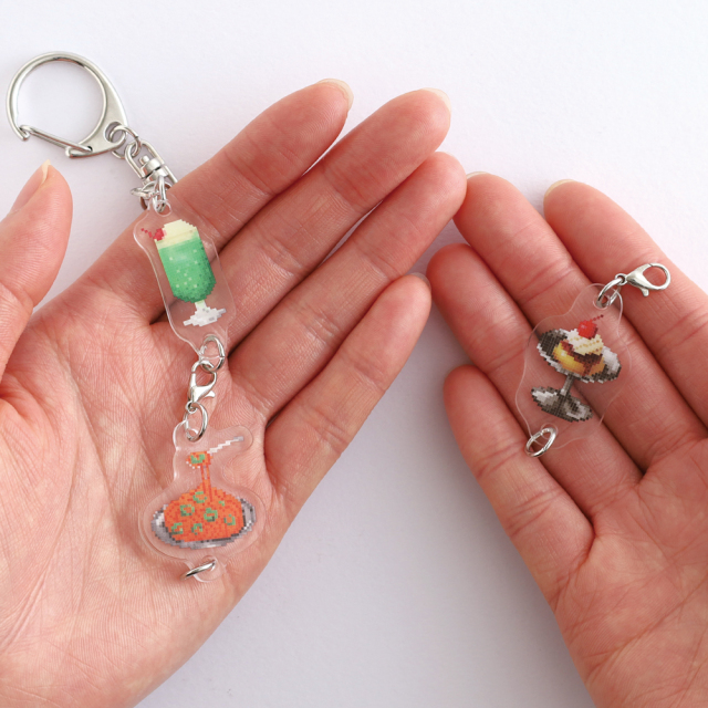 Pixelook 3連アクリルキーホルダー<喫茶店> PL-030 | デザイン