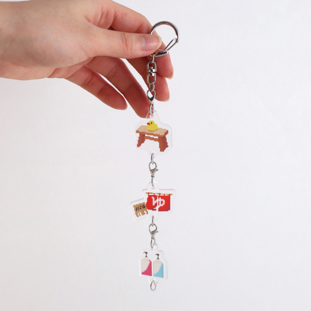 Pixelook 3連アクリルキーホルダー<銭湯> PL-031 | デザイン