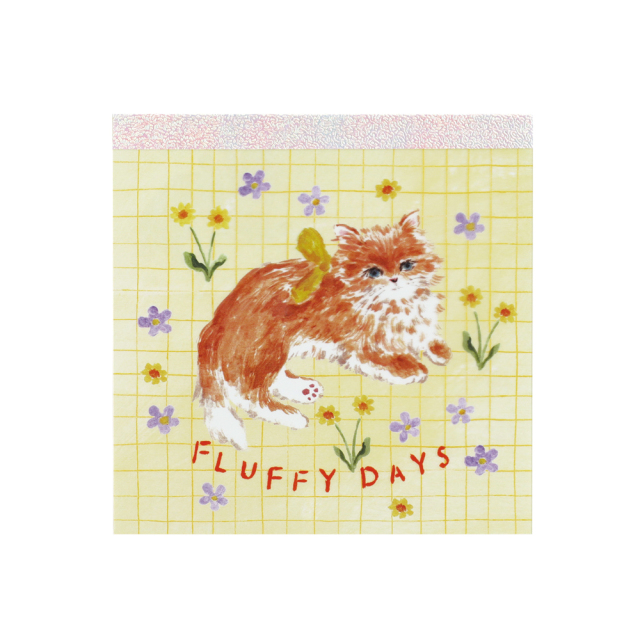 利光春華 メモパッド・スクエア(yellow ribbon cat) TH-001