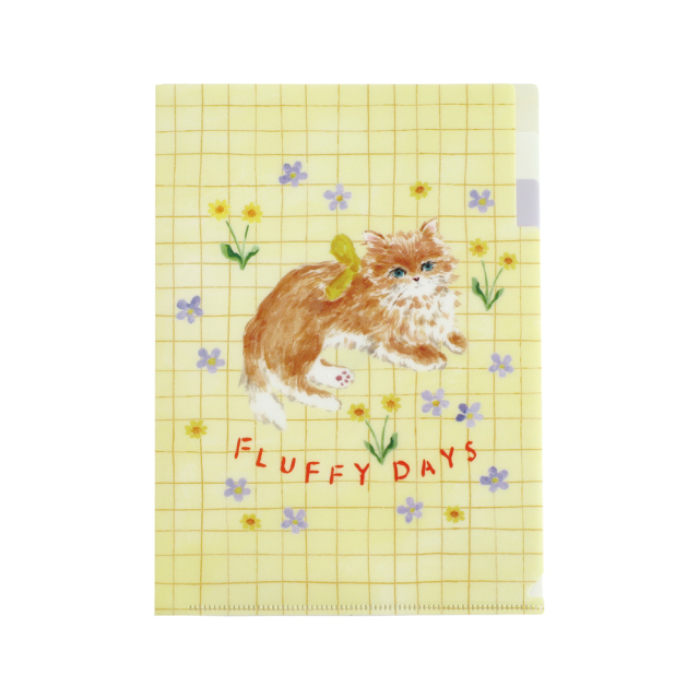 利光春華 A5ポケットクリアファイル(yellow ribbon cat) TH-015