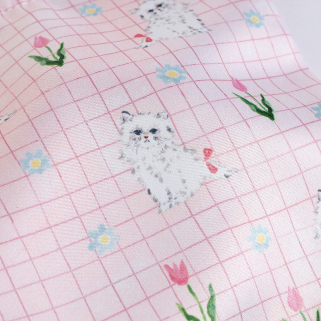 利光春華 サテン巾着（tulip cat） TH-024 | デザインステーショナリー