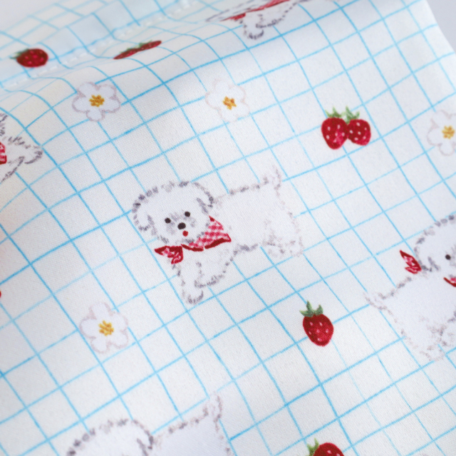 利光春華 サテン巾着（strawberry dog） TH-026 | デザイン