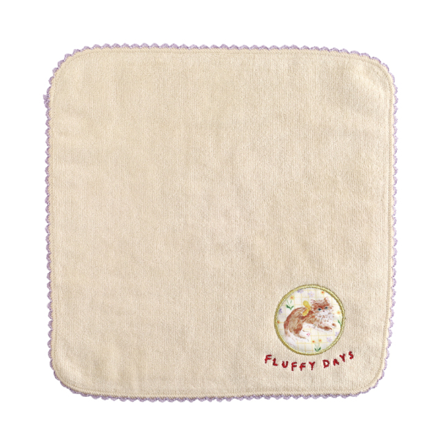 利光春華 タオルハンカチ(yellow ribbon cat) TH-029