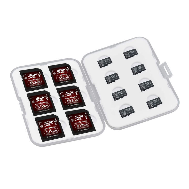 SDカード microSDカード ケース 14枚(各8ずつ) 衝撃吸収 シリコン 薄型 GH-CA-SD14W グリーンハウス