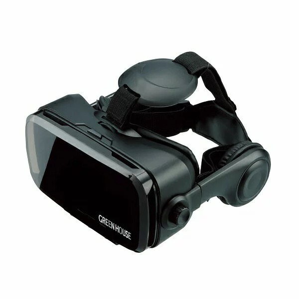 VRヘッドセット ヘッドホン付き 120°広視野角 VRゴーグル スマホ マスク iPhone アイフォン GH-VRHB-BK