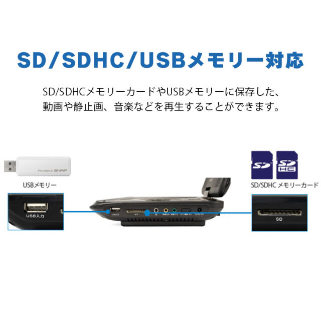 【数量限定】7型ワイド ポータブルDVDプレーヤー 乾電池対応 約4時間 持ち運び コンパクト 車内 屋外でも 簡単操作 DVD CD 再生 映像 映画 学習用 音楽 GH-PDV7BCL2-BK