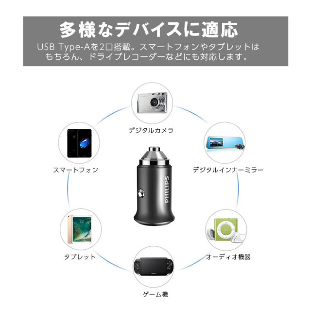 DLP3520N 自動車用充電器 Car Charger TypeA×2