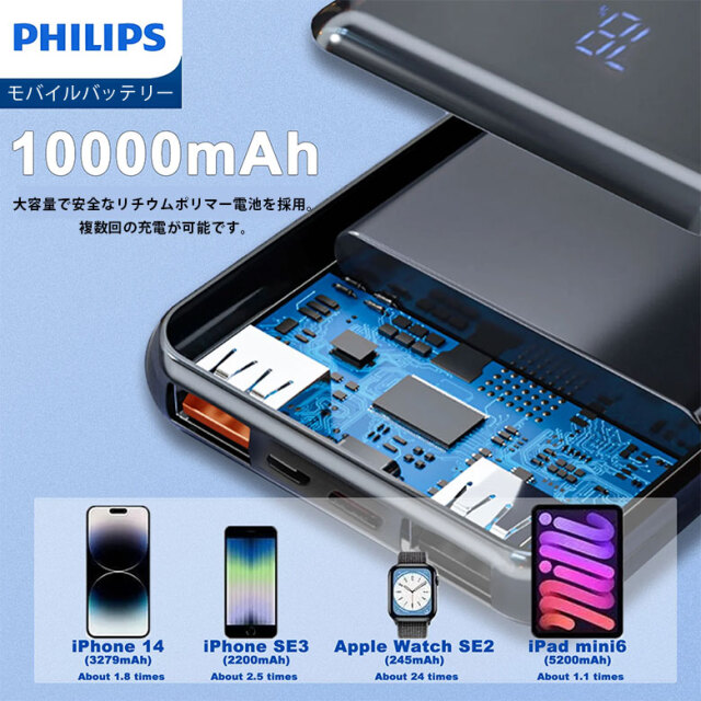新品　PHILIPS DLP8086 モバイルバッテリー アウトドアモバイルバッテリー DLP8096C/11 | Philips