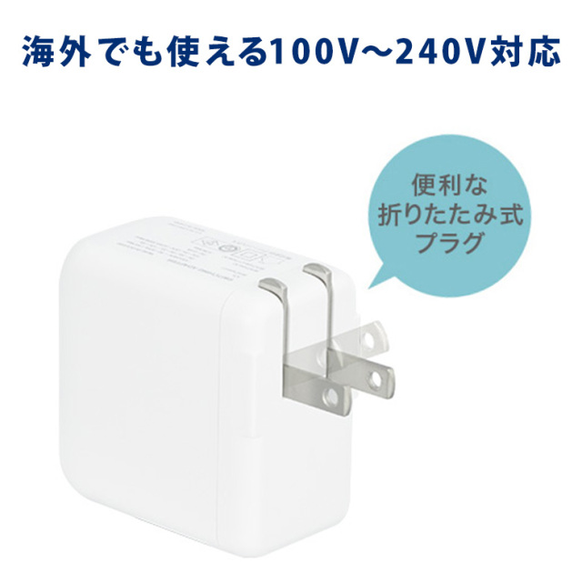 ACアダプター Type-Cケーブル付 2ポート GaN PD 65W 高速充電 AC