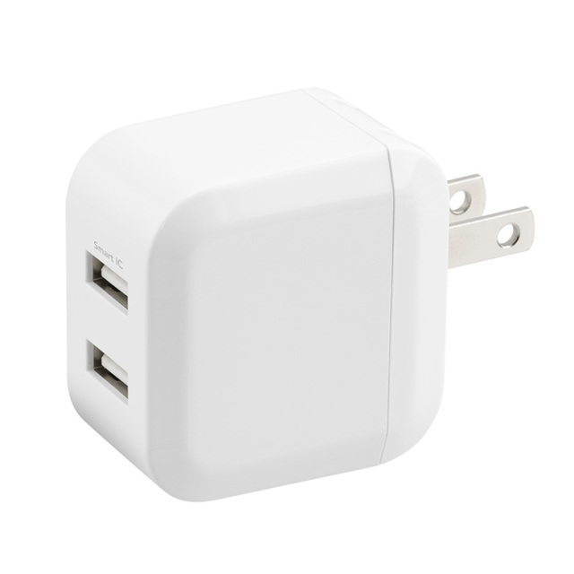 USB-AC充電器 2ポート 急速充電 5V/2.4A キューブ型充電器 AC