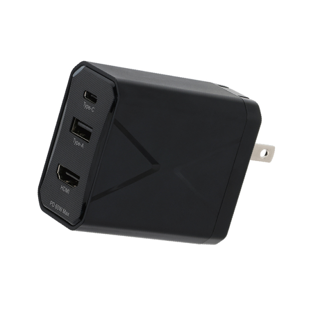 ACアダプタ 3ポート マルチドック充電器 3ポート 60W PD対応 USB Type-Cケーブル付き 映像出力 Nintendo Switch対応 充電しながらゲームができる 高速充電 USB接続 GH-ACU3PA