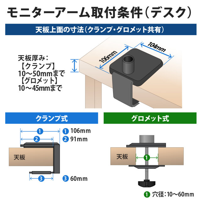 モニターアーム ガススプリング 17-32インチ 耐荷重1-9kg 広範囲の前後