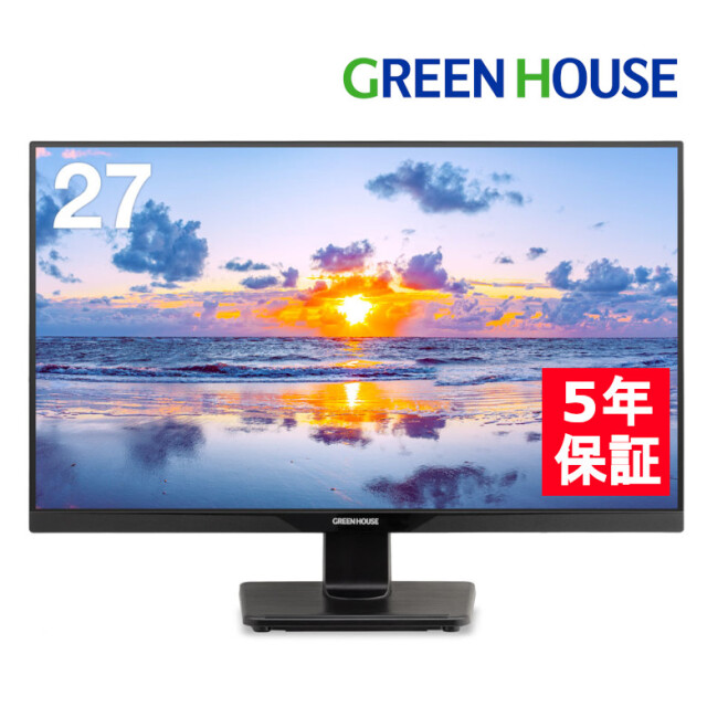 ワイド液晶ディスプレイ 27型 GH-ELCW27C-BK スピーカー フルHD VGA