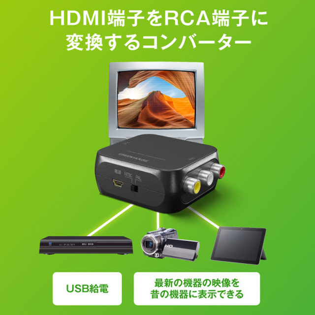 HDMI-RCAコンバーター HDMI→RCA 高解像度映像 4K 2160p 30Hz