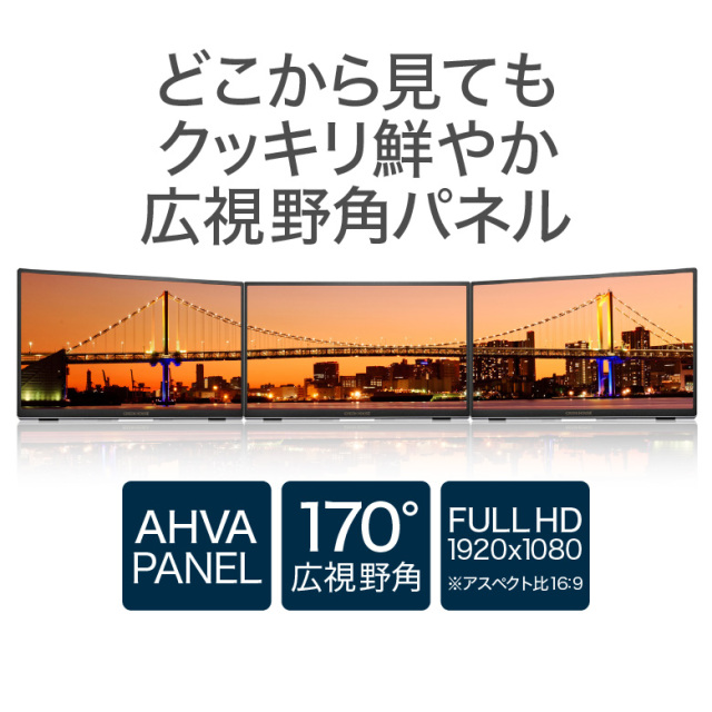 薄型ディスプレイ モバイル PC電源共有　USB-C HDMI 15.6インチ USB Type-CとHDMIをサポートした15.6型モバイル液晶ディスプレイ