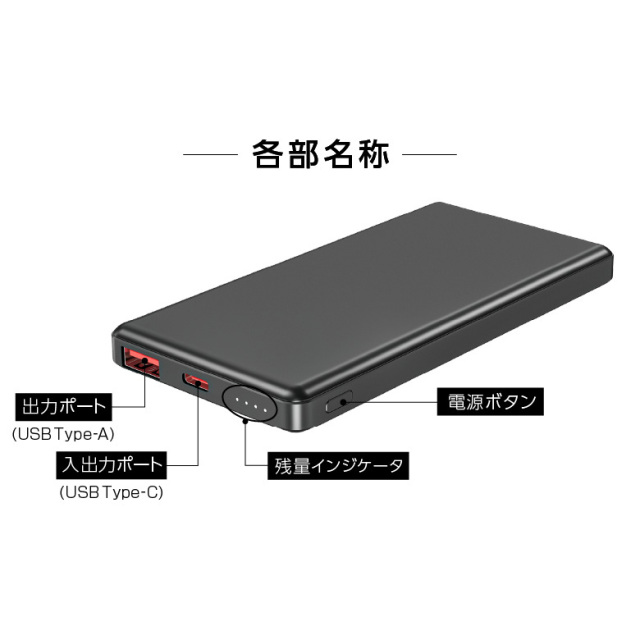 薄型モバイルバッテリー 10000mA PD 20W 高速充電 頑強 軽量 2台