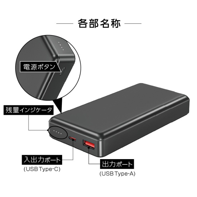 頑強モバイルバッテリー 20000mA PD 20W 高速充電 頑強 軽量 2台