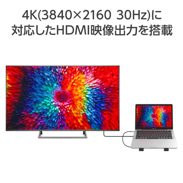 6in1 スタンド一体型ドッキングステーション 3USBポート HDMI 映像出力 LANポート パソコン 給電 スタンド一体 パソコン台 パソコンスタンド ノートパソコン 充電 PC Windows mac オフィス テレワーク GH-MHC6B-SV