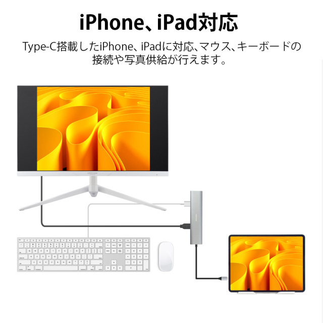 pcドッキングモニター 7in1 USB Type-C コンパクトドッキングステーション LANポート USB3.2