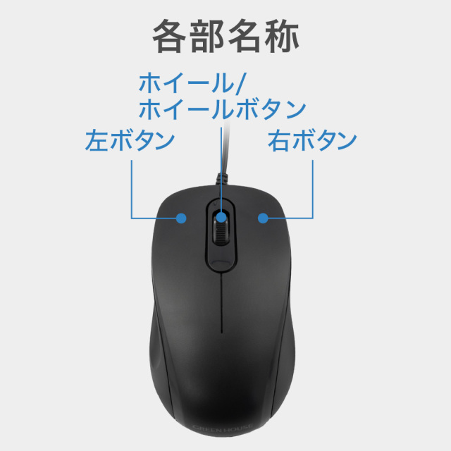 有線マウス 静音 USB接続するだけ 簡単接続 電池/充電不要 小型