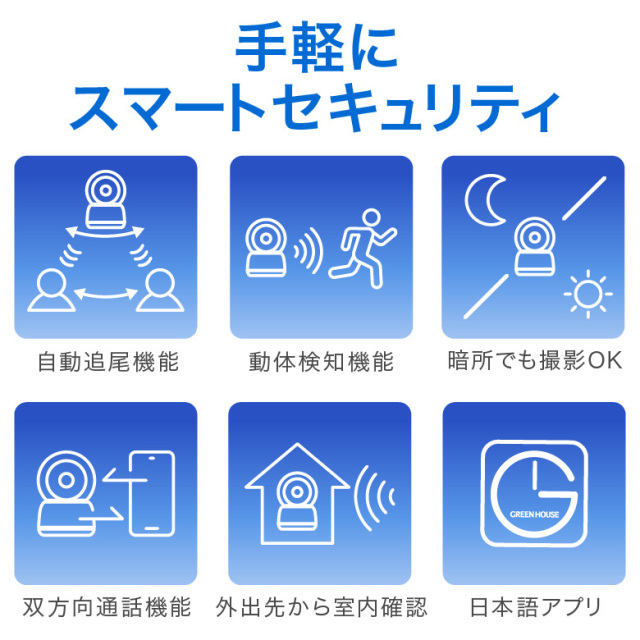 みまもりスマートカメラ 自動追尾 動体検知 暗所撮影 双方向通話