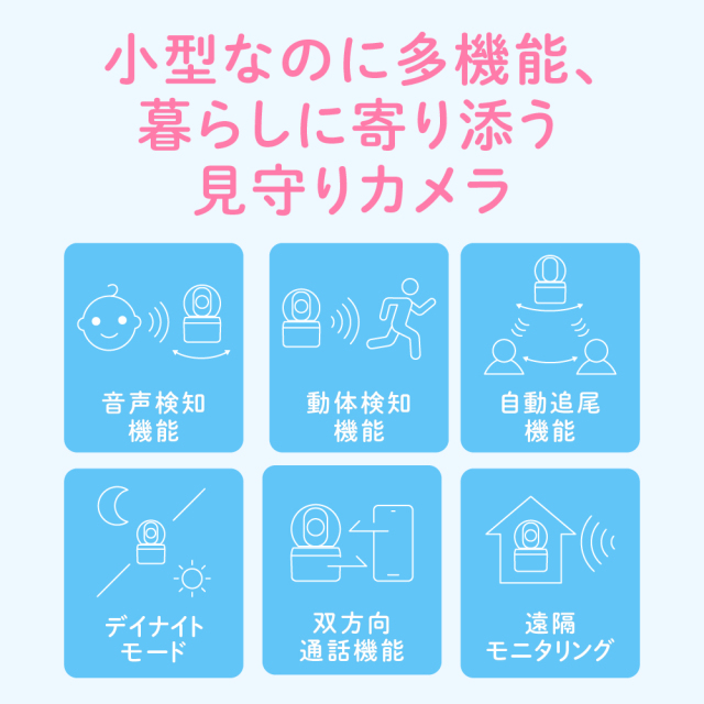 高機能みまもりスマートカメラ 高解像度 470万画素 音声検知 自動追尾