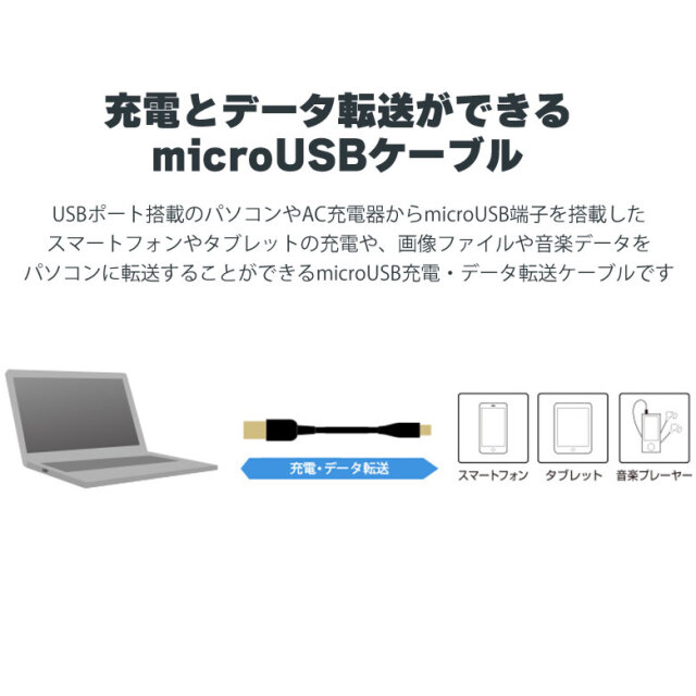 microUSBケーブル 1m リバーシブル 両面挿し 充電 転送 急速充電対応