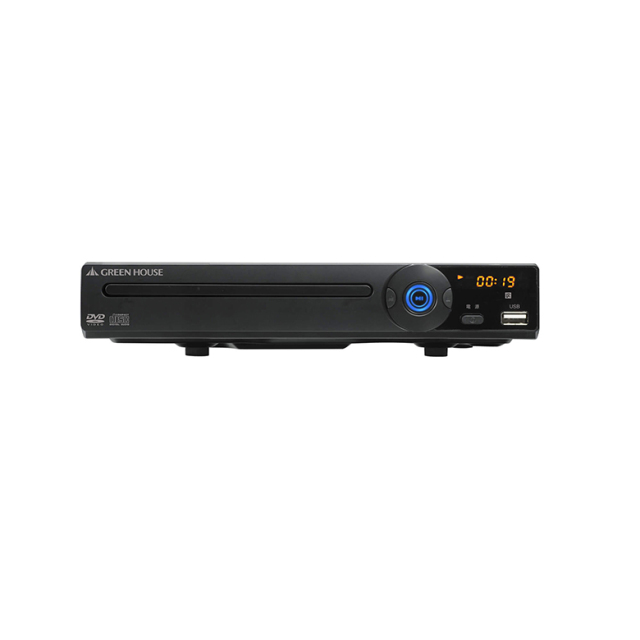 据え置き型DVDプレーヤー コンパクト CPRM VRモード対応 シンプル お手軽 リモコン付 USBメモリー DVD CD 再生 映像 映画 学習用 音楽 GH-DVP1EBCBK