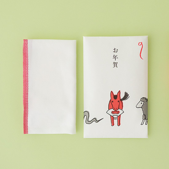 日東紡のふきん　赤フチ　１枚袋入り　贈答用