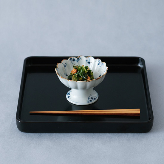 漆の角盆　三寸　黒