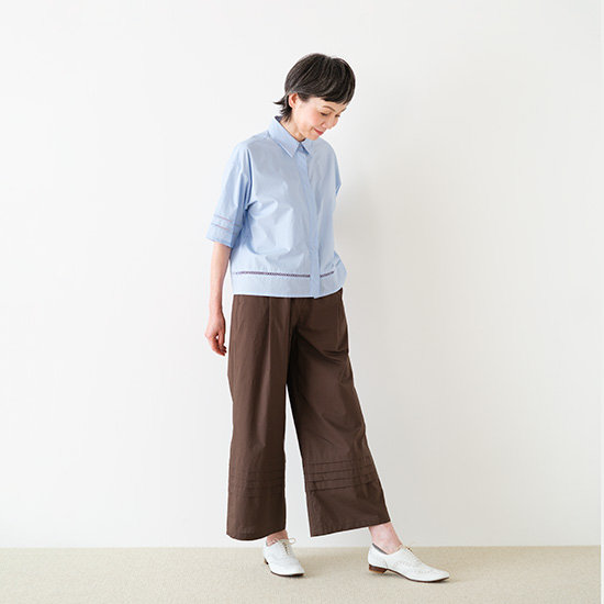 コットンレース半袖シャツ