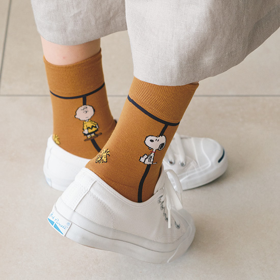 ラインソックス　スヌーピー　オレンジ