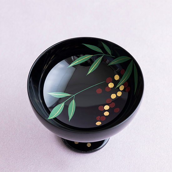 十二ヶ月冷酒杯　1月(南天)