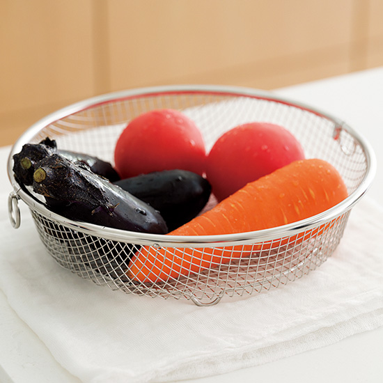 すっきり暮らす水切りかご　丸　浅型