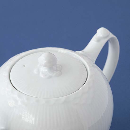 ホワイトフルーテッド ハーフレース　ティーポット