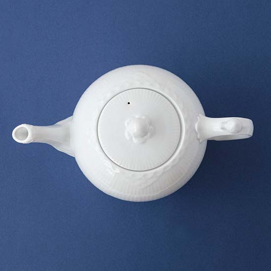 ホワイトフルーテッド ハーフレース　ティーポット