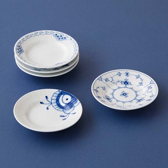 ホワイトフルーテッド ハーフレース　ミニプレート5柄セット