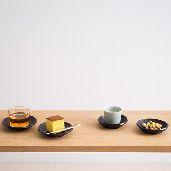 沢栗ハツリ皿　4寸