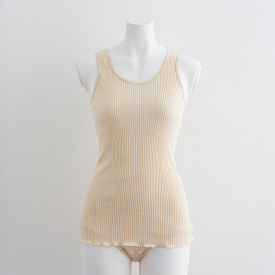 リブの肌着　タンクトップ　オフホワイト