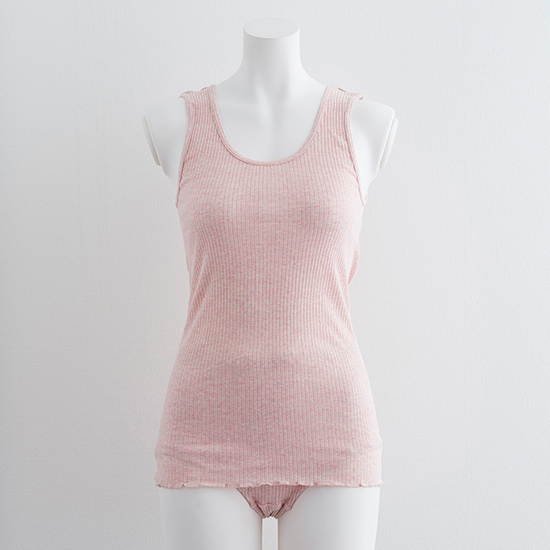 リブの肌着　タンクトップ　ピンク