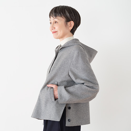 フーデットコート　グレー