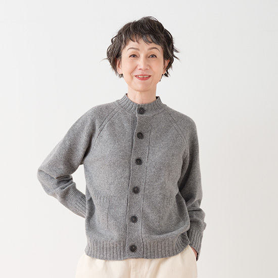 ソフトウールカーディガン　グレー