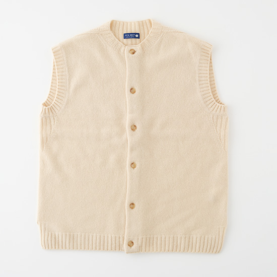 ソフトウール前あきベスト　オフホワイト