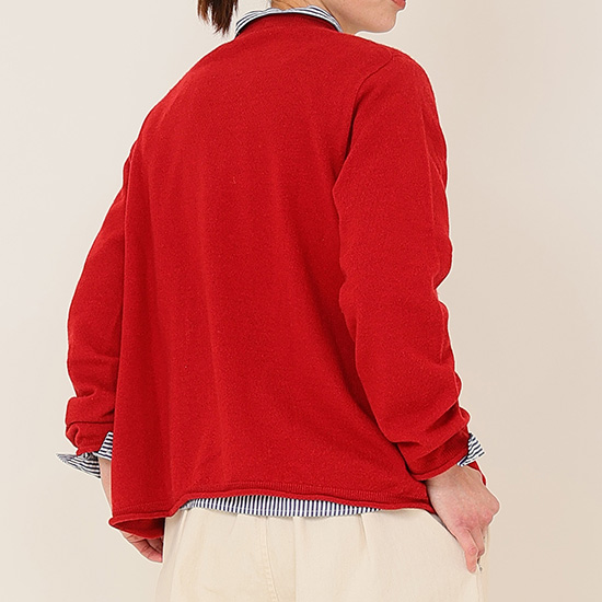 ファインラムカーディガン　レッド