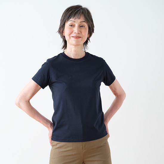 クルーネックTシャツ　半袖　ネイビー